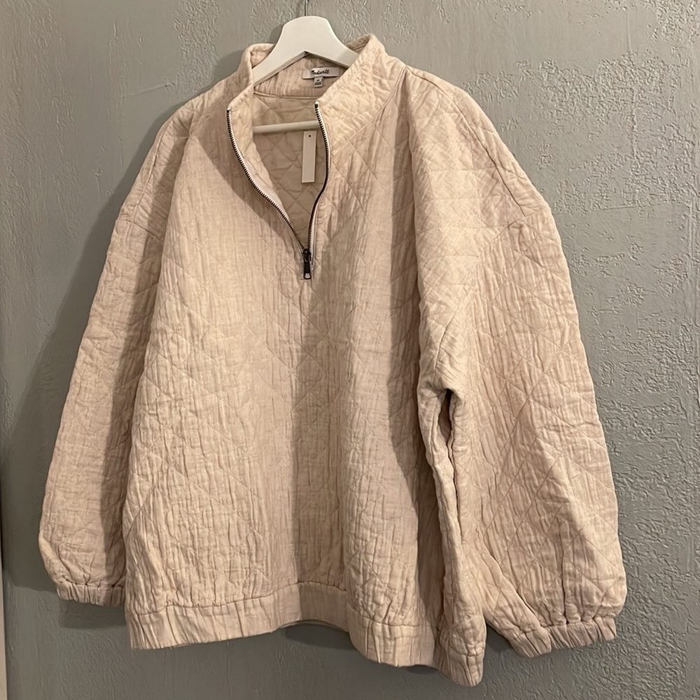 NWT Madewell Diamond Jacquard Half-Zip Sweater - Picture 4 of 14